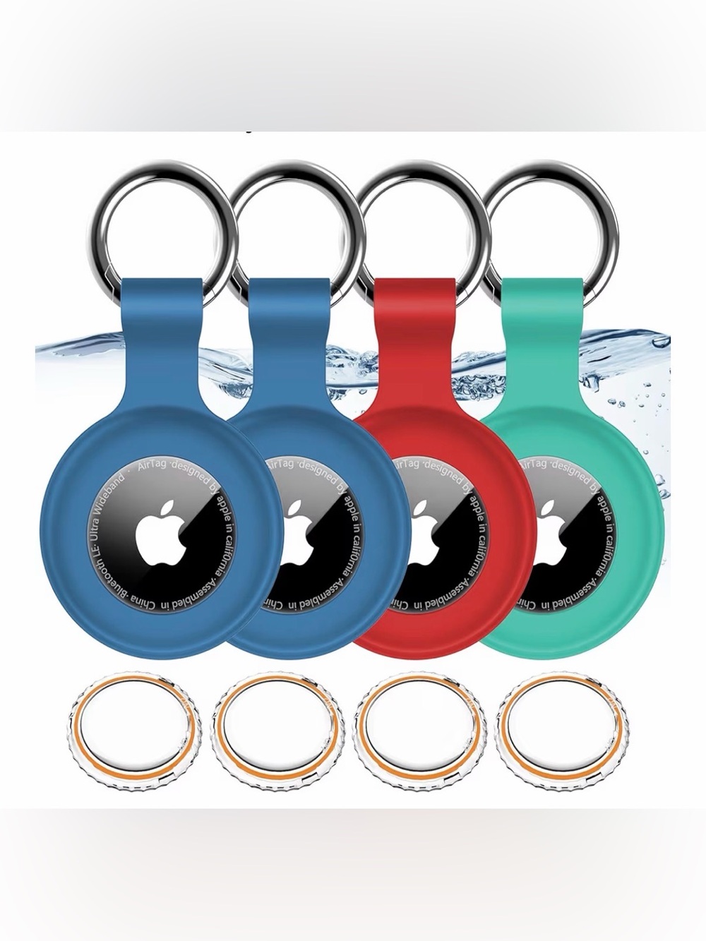 AirTag Holders for Apple Air tags in Blue,Blue, Red, and Teal - Picture 1 of 6